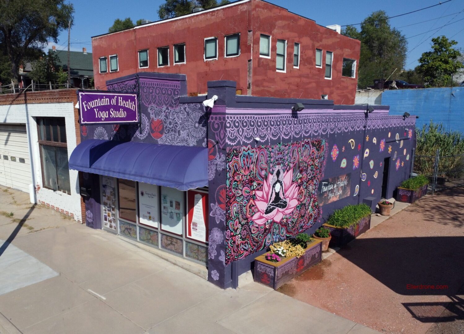 drone mural painted building